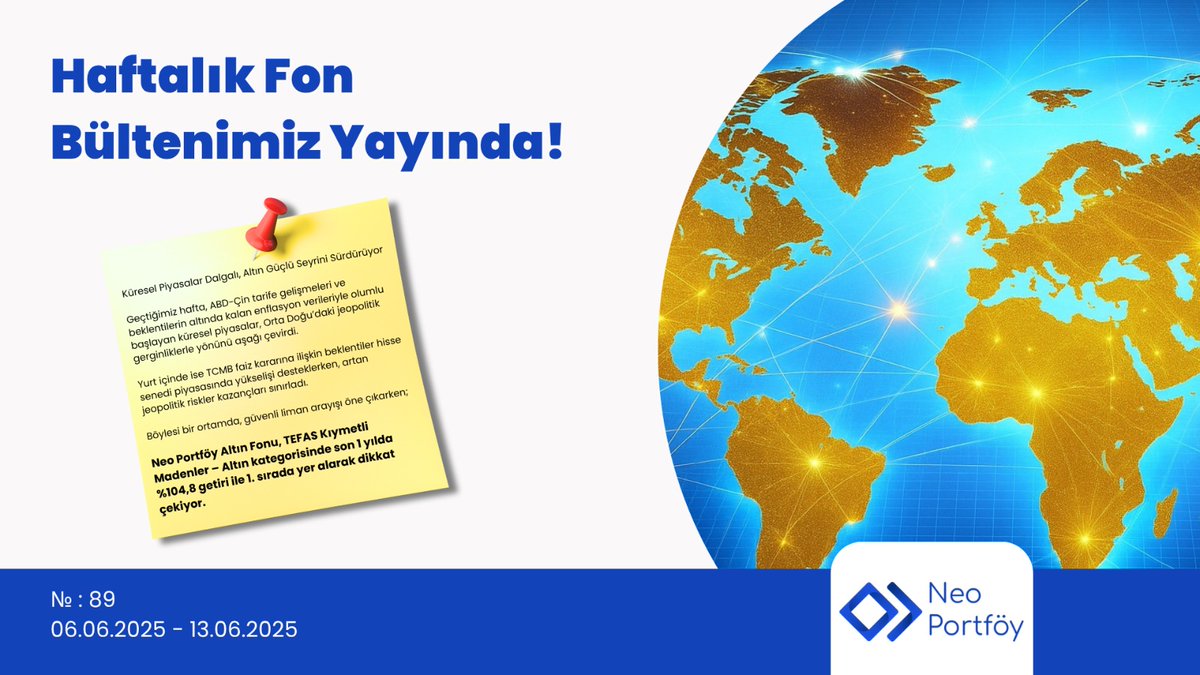 neo_portfoy's tweet photo. 📣 Haftalık Bültenimiz Şimdi Yayında
Neo Portföy yönetimi tarafından hazırlanan haftalık bültenimize aşağıdaki linkten erişebilirsiniz.
https://t.co/YRoS5UGuJw https://t.co/IKs1DwpGmC