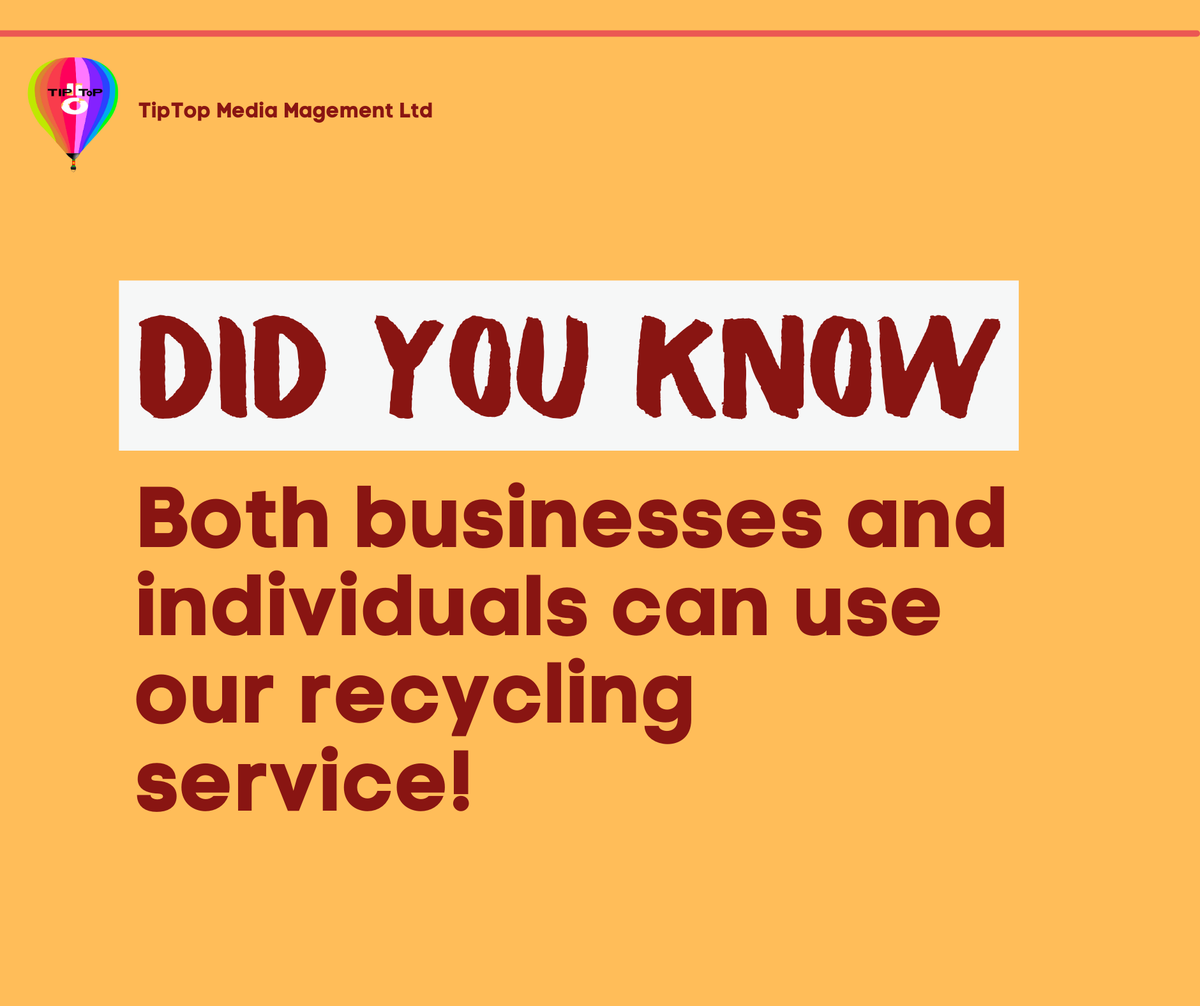 ♻️ Our recycling service is available for both individuals and businesses.

Do your part for the planet—learn more today 🌍
👉 tiptopmedia.co.uk
#RecyclingMadeEasy #SustainableSolutions #TipTopMedia