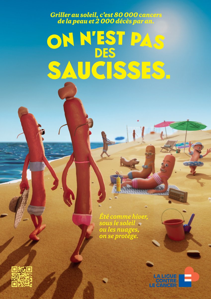 Chacun d'entre nous connaît les messages de prévention... Pourtant, les cancers de la peau sont devenus les plus fréquents. 

« Griller au soleil, c’est 80 000 cancers de la peau et 2 000 décès par an. On n’est pas des saucisses. »

Plus d'infos : lncc.info/soleil