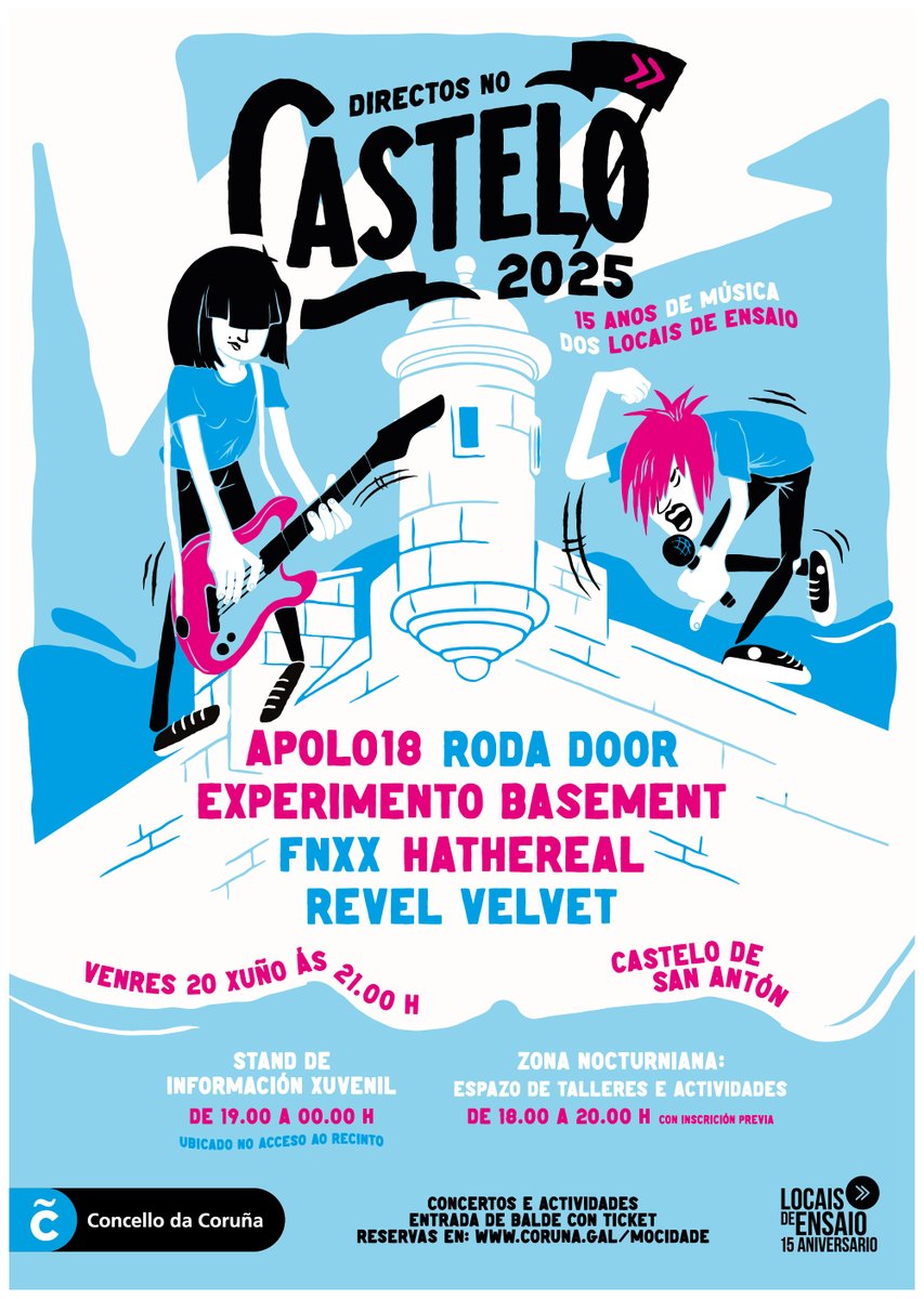 Nova edición dos Directos No Castelo!!
Toda a información, e descarga de convites desde hoxe ás 12.00 h, en: coruna.gal/informacionxuv…