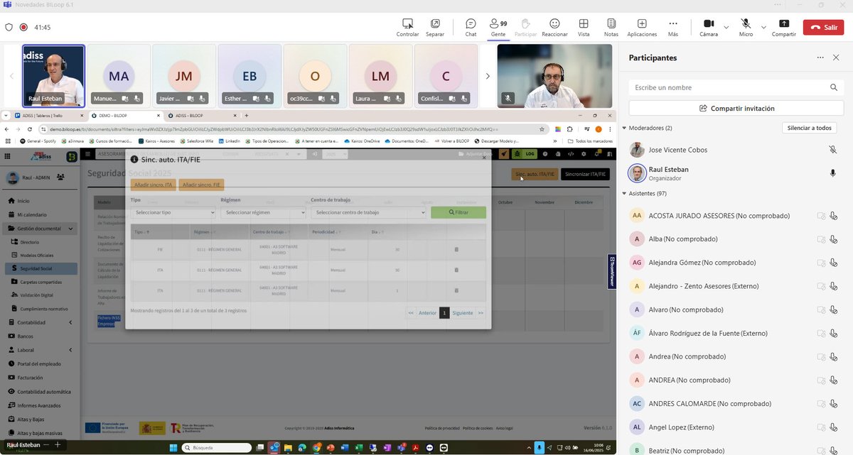 ADISSInforma's tweet image. 🚀 ¡Estamos de lleno en la formación BiLoop 6.1.0!
Más de 100 asistentes conectados 💻 para conocer de primera mano todas las novedades de esta nueva versión.
👏 Gracias a tod@s los que estáis participando.
¡Seguimos avanzando juntos!
#BiLoop #FormaciónDigital #SoftwareLaboral