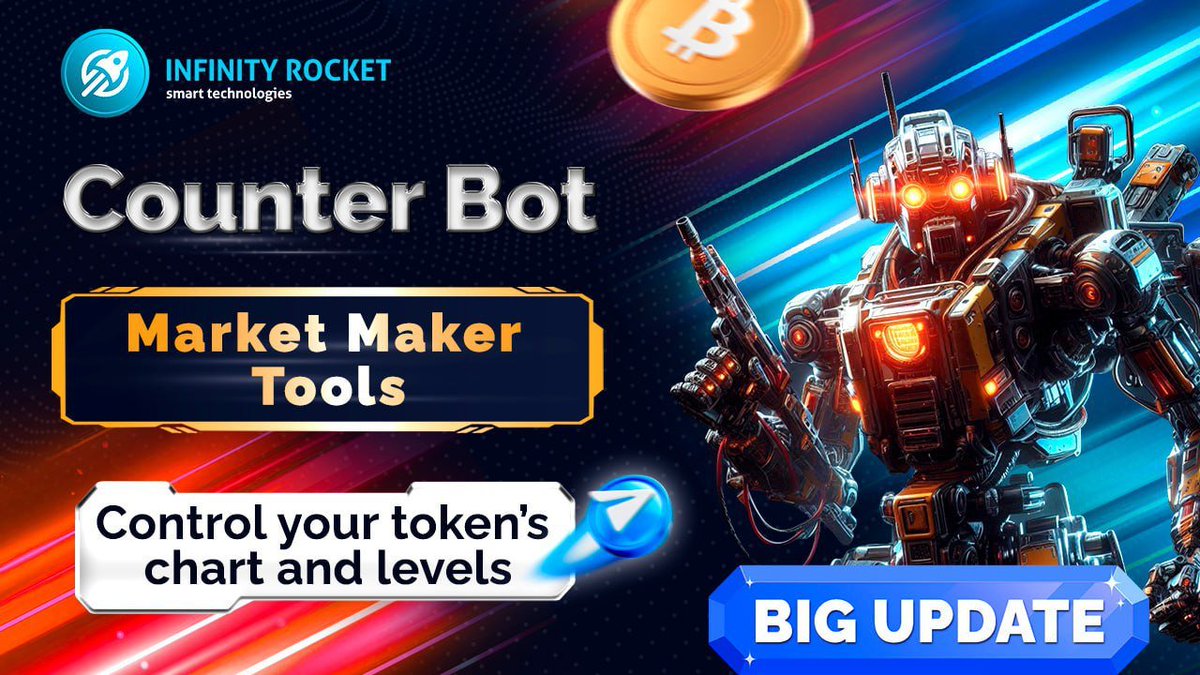 🔄 Counter Bot Big Update! 

Now the Counter Bot works with all connected blockchains of our Market Maker Tools! 

One Counter Bot for 9 blockchains! 
→  Tron 
→  Avalanche 
→  TON 
→  Solana 
→  Arbitrum 
→  Polygon 
→  Base 
→  Ethereum
→  BSC

mm.irocket.pro/account/signup…