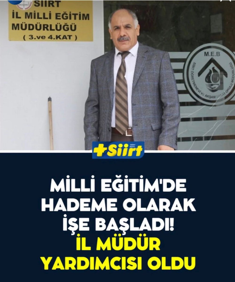 Siirt’te kariyerine hademe olarak başlayan Hüsamettin Şahin’in üç ay önce İl Müdür Yardımcısı yapıldığı ortaya çıktı

Çünkü kendisi AK Parti Siirt milletvekili Mervan Gül’ün akrabasıydı 😁