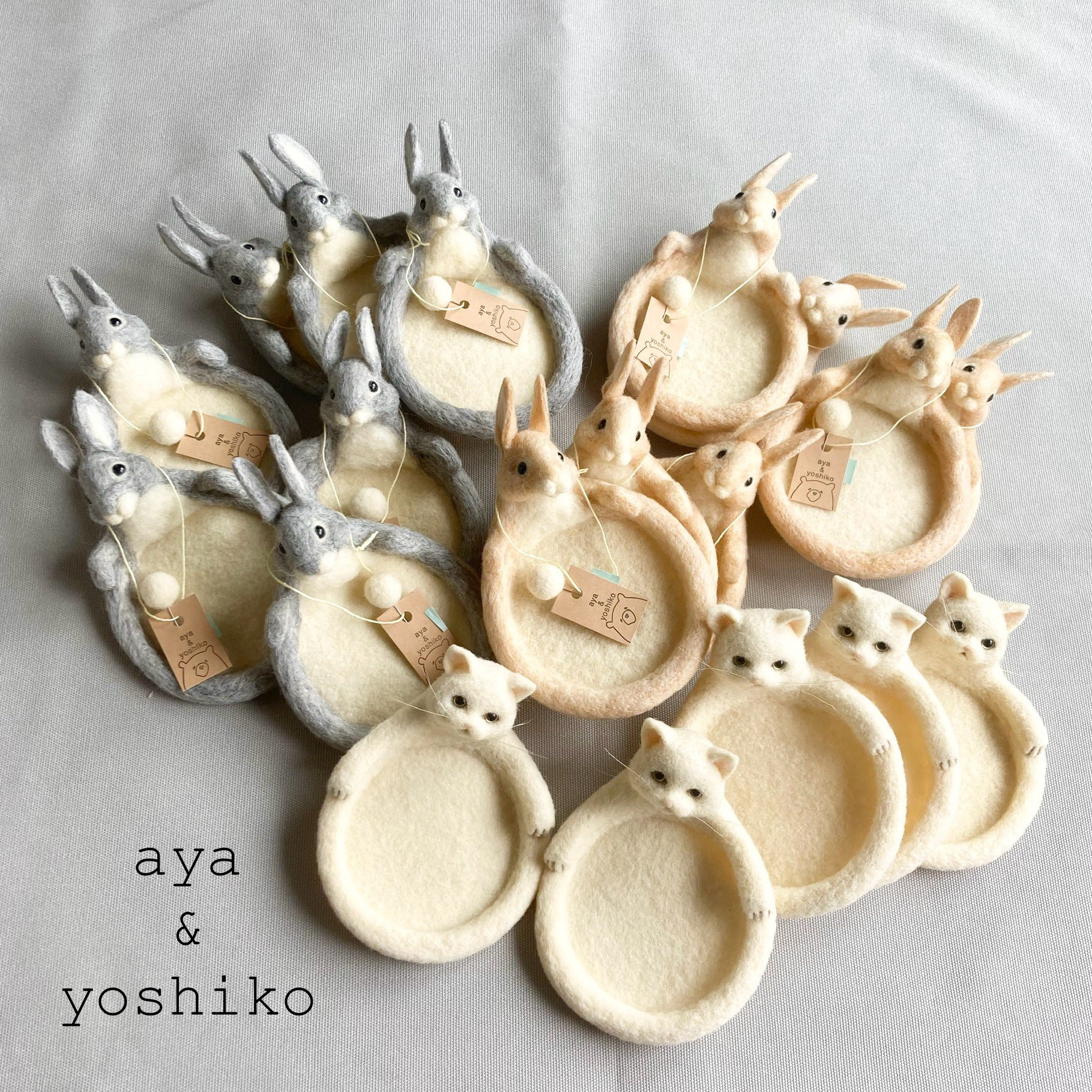 aya&yoshiko コースター 羊毛 うさぎ ハンドメイド ウサギ 兎 ④