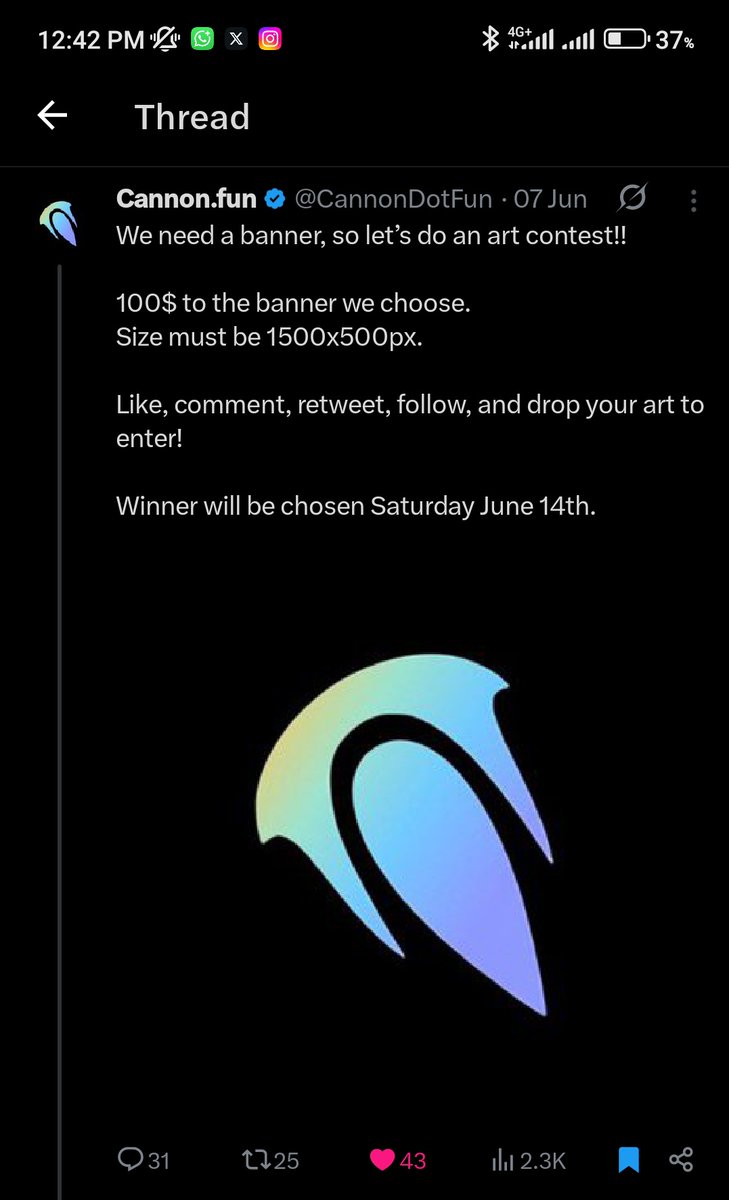 KcGraphics_NG's tweet image. I’ve always cheered on fellow designers sharing their wins, believing my time would come and it finally did! 🎉

I saw a $100 banner design challenge by CannonDotFun, gave it my best shot, and guess what? I WON! 🏆

Need sleek, functional designs? I’m your guy.