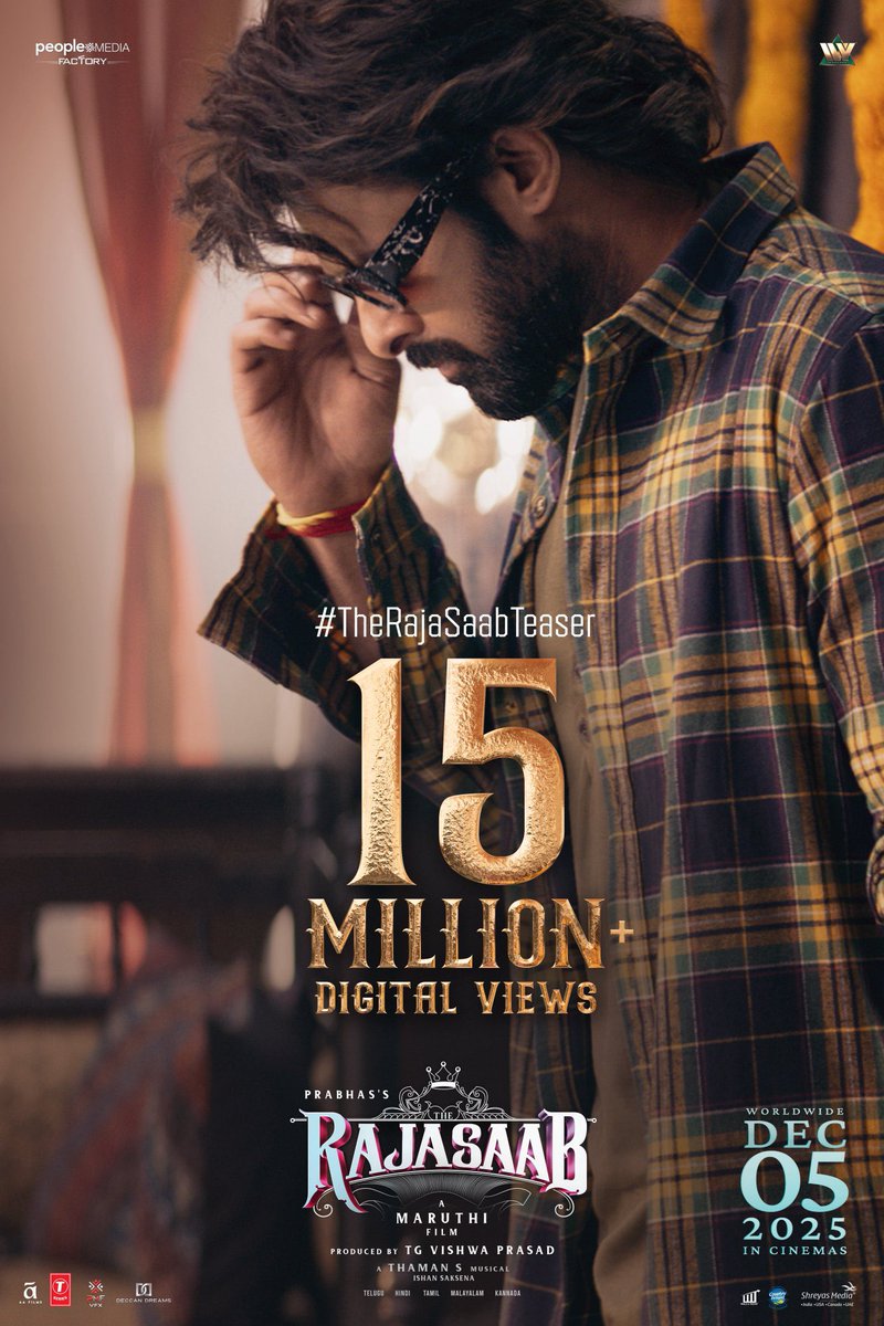 Cinema Mania (@ursniresh) on Twitter photo 15M+ views and counting 😎
it’s a celebration called - #TheRajaSaabTeaser ❤️🔥
— youtube.com/watch?v=NZbmcl…
#TheRajaSaabOnDec5th
#TheRajaSaab #Prabhas @DuttSanjay <a href="/DirectorMaruthi/">Director Maruthi</a> <a href="/AgerwalNidhhi/">Nidhhi Agerwal 🌟 Panchami</a> <a href="/MalavikaM_/">Malavika Mohanan</a> #RiddhiKumar @Bomanirani <a href="/vishwaprasadtg/">Vishwa Prasad</a> <a href="/peoplemediafcy/">People Media Factory</a> @SKNOnline 15M+ views and counting 😎
it’s a celebration called - #TheRajaSaabTeaser ❤️🔥
— youtube.com/watch?v=NZbmcl…
#TheRajaSaabOnDec5th
#TheRajaSaab #Prabhas @DuttSanjay <a href="/DirectorMaruthi/">Director Maruthi</a> <a href="/AgerwalNidhhi/">Nidhhi Agerwal 🌟 Panchami</a> <a href="/MalavikaM_/">Malavika Mohanan</a> #RiddhiKumar @Bomanirani <a href="/vishwaprasadtg/">Vishwa Prasad</a> <a href="/peoplemediafcy/">People Media Factory</a> @SKNOnline