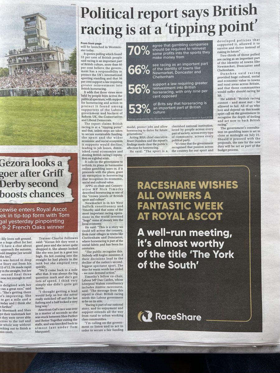 Coming into Royal Ascot tomorrow and racing still faces massive challenges like the rest of the world #RoyalAscot2025