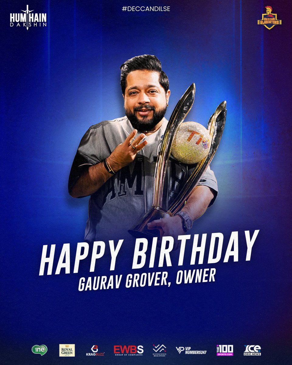 Deccan Gladiators (@teamdgladiators) on Twitter photo Happy Birthday to the Big-Boss <a href="/Gaurav__Grover/">Gaurav Grover</a> 🎂
Wishing you a year ahead filled with exciting projects, successful endeavours, and well-deserved moments of relaxation 💫
#DeccanDilSe #AbuDhabiT10 #ADT10 #CricketsFastestFormat #InAbuDhabi #DeccanGaldiators #happybirthday Happy Birthday to the Big-Boss <a href="/Gaurav__Grover/">Gaurav Grover</a> 🎂
Wishing you a year ahead filled with exciting projects, successful endeavours, and well-deserved moments of relaxation 💫
#DeccanDilSe #AbuDhabiT10 #ADT10 #CricketsFastestFormat #InAbuDhabi #DeccanGaldiators #happybirthday