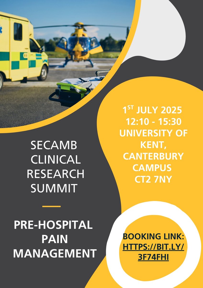 The Research and Development Department at SECAmb invite members of the public and professionals with an interest in patient and public involvement and engagement to attend a free event. Tuesday, July 1 · 10am - 3:30pm. Doors at 10am

Book tickets here: bit.ly/3F74fHI