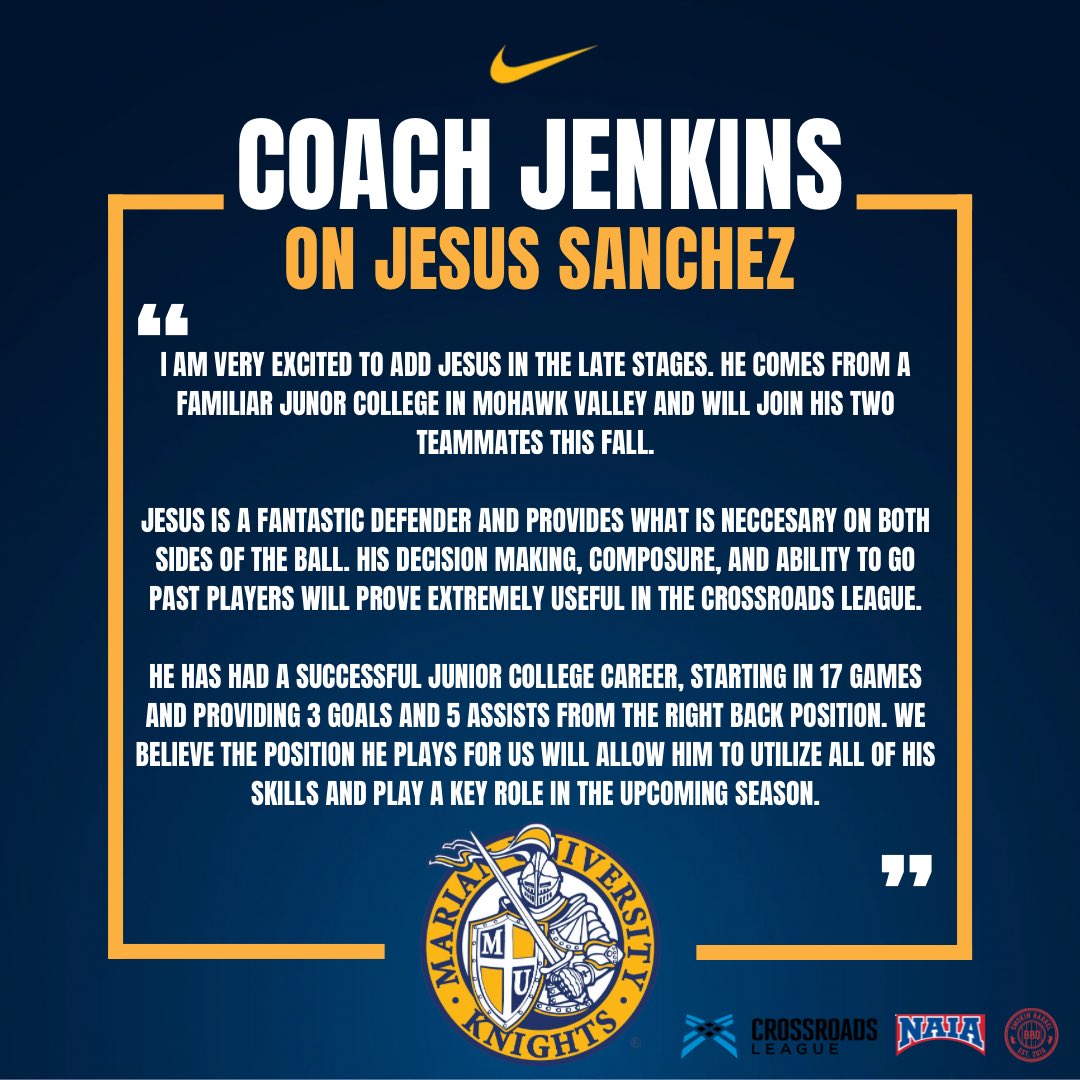𝙎𝙖𝙣𝙘𝙝𝙚𝙯 𝙒𝙧𝙖𝙥𝙨 𝙐𝙥 𝙩𝙝𝙚 𝙄𝙣𝙘𝙤𝙢𝙞𝙣𝙜 𝙁𝙖𝙡𝙡 𝘾𝙡𝙖𝙨𝙨 ☑️

We are delighted to announce Jesus Sanchez as our final addition to the incoming Fall class.

#GoKnights ⚔️