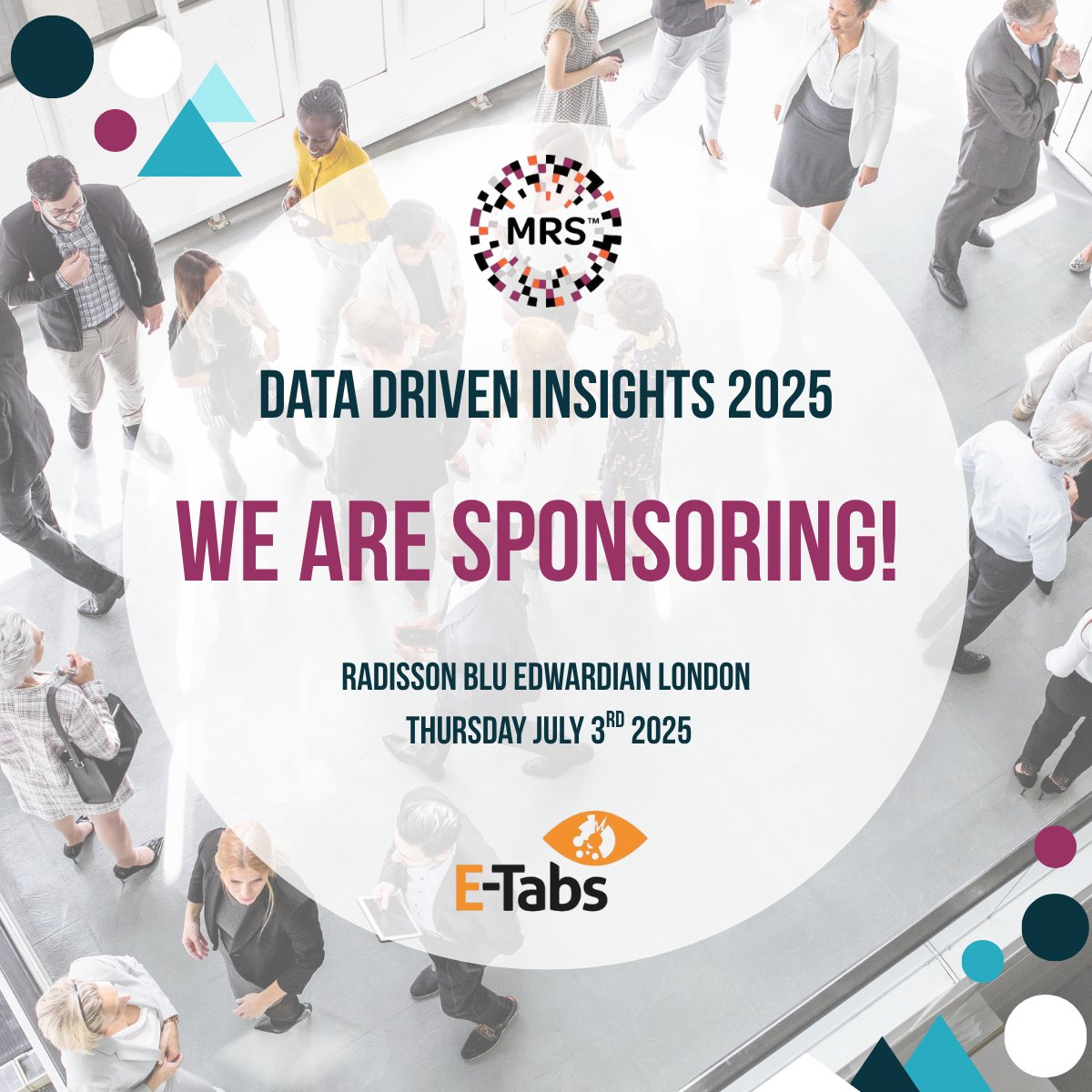 E-Tabs are proud to be sponsoring the MRS conference, Data Driven Insights 2025.

Come by to find out how you can speed up your quantitative reporting with 100% data accuracy. We’d be delighted to discuss how we can help!🙌

#MRS #datadriveninsights #MRS2025 #MRX