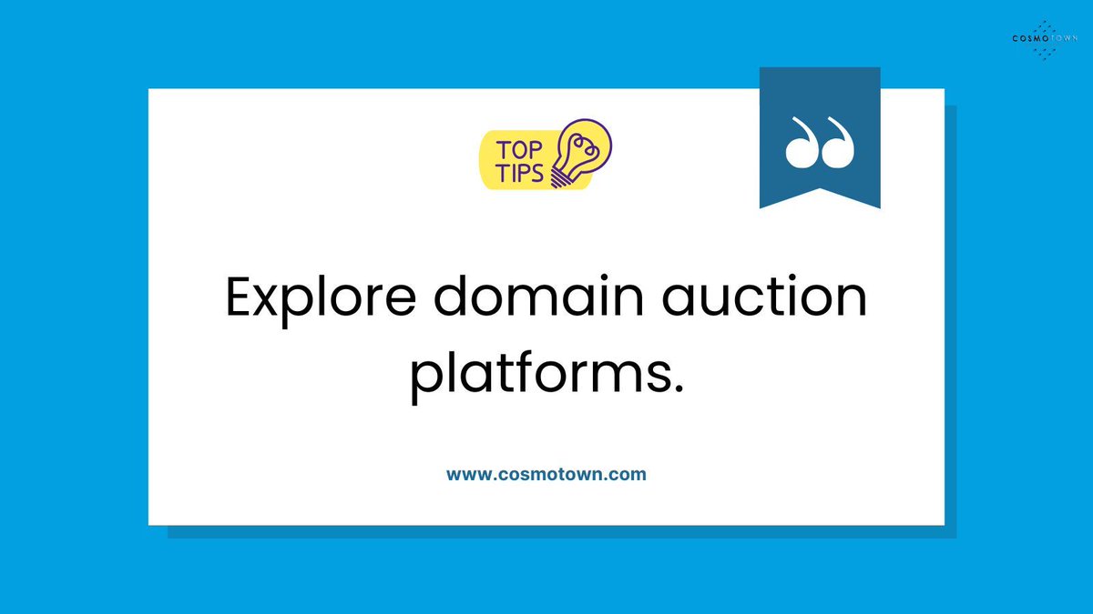 These sites can offer opportunities to buy and sell domains. 

#cosmotowntips #Domains #domaining