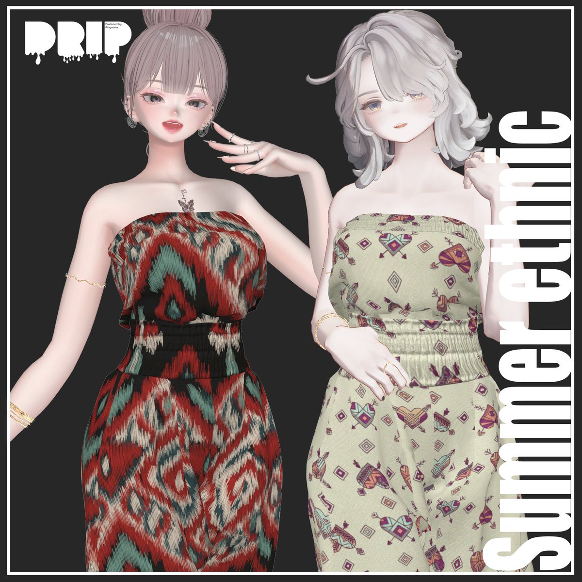 新作発売開始しました！

夏らしいエスニック服💕
ベアトップ×ワイドパンツ×サンダルで
リゾートスタイルも✨
１０アバター対応＆２４柄のﾏﾃﾘｱﾙ！

１週間限定SALE実施中なので
この機会にぜひチェックしてください！

oringoameo.booth.pm/items/7056457 #booth_pm