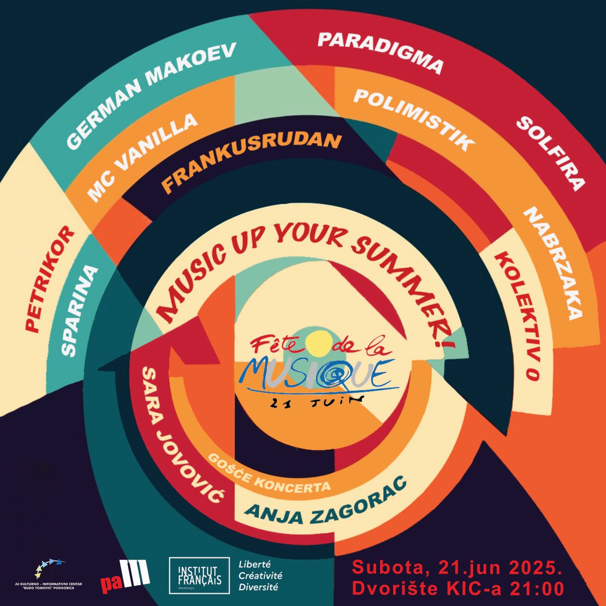 KICBudoTomovi's tweet photo. Praznik muzike - 21. jun ove godine obilježavamo sa koncertom mladih neafirmisanih crnogorskih autora i izvođača, solista i bendova, pod nazivom „Music up your summer". Koncert će biti održan u dvorištu KIC-a, u 21 sat. https://t.co/7vAl9x7QPB