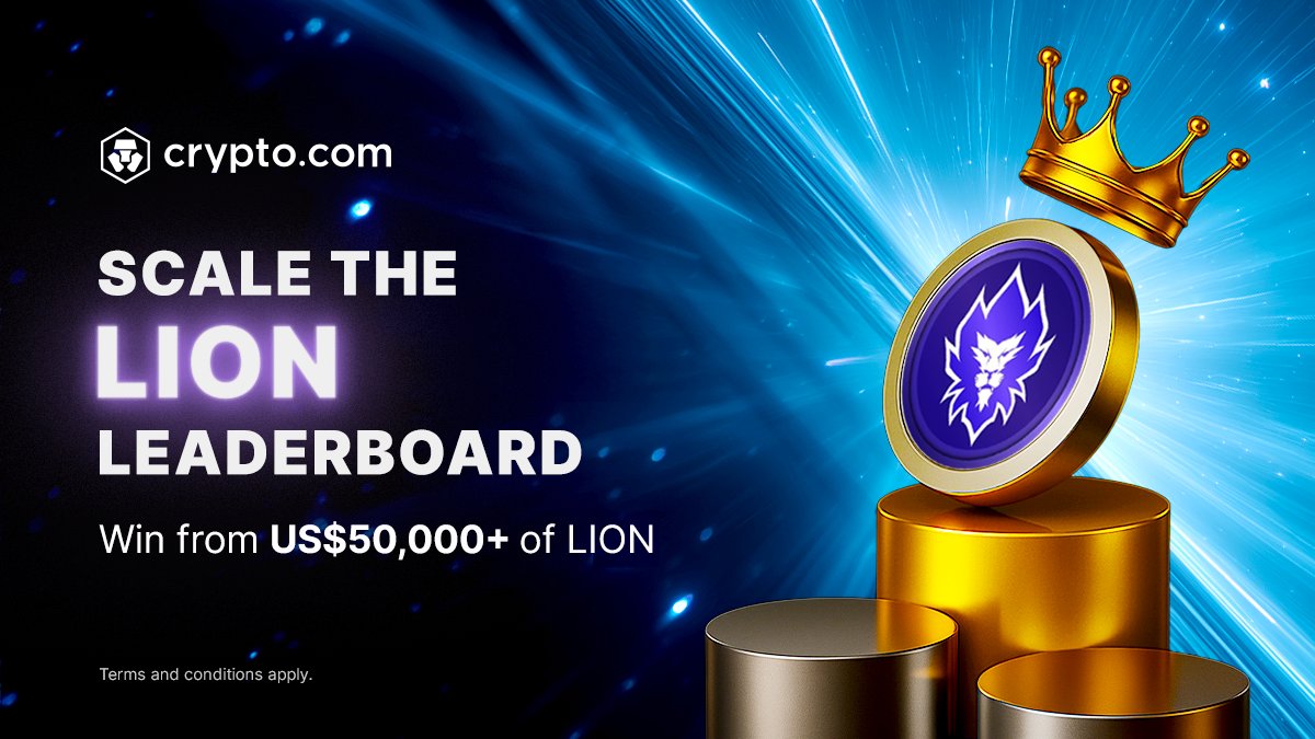 Crypto.com (@cryptocom) on Twitter photo The LION Leaderboard Campaign ends on 17 Jun ๐ฆ
Scale the LION Net Buy Leaderboard simply by purchasing $LION!
Only the top 1,000 users on the leaderboard will win a share of US$50,000+ in LION ๐
Full details + T&Cs ๐
crypto.com/events/lion-leโฆ
<a href="/LoadedLions_CDC/">Loaded Lions</a> The LION Leaderboard Campaign ends on 17 Jun ๐ฆ
Scale the LION Net Buy Leaderboard simply by purchasing $LION!
Only the top 1,000 users on the leaderboard will win a share of US$50,000+ in LION ๐
Full details + T&Cs ๐
crypto.com/events/lion-leโฆ
<a href="/LoadedLions_CDC/">Loaded Lions</a>