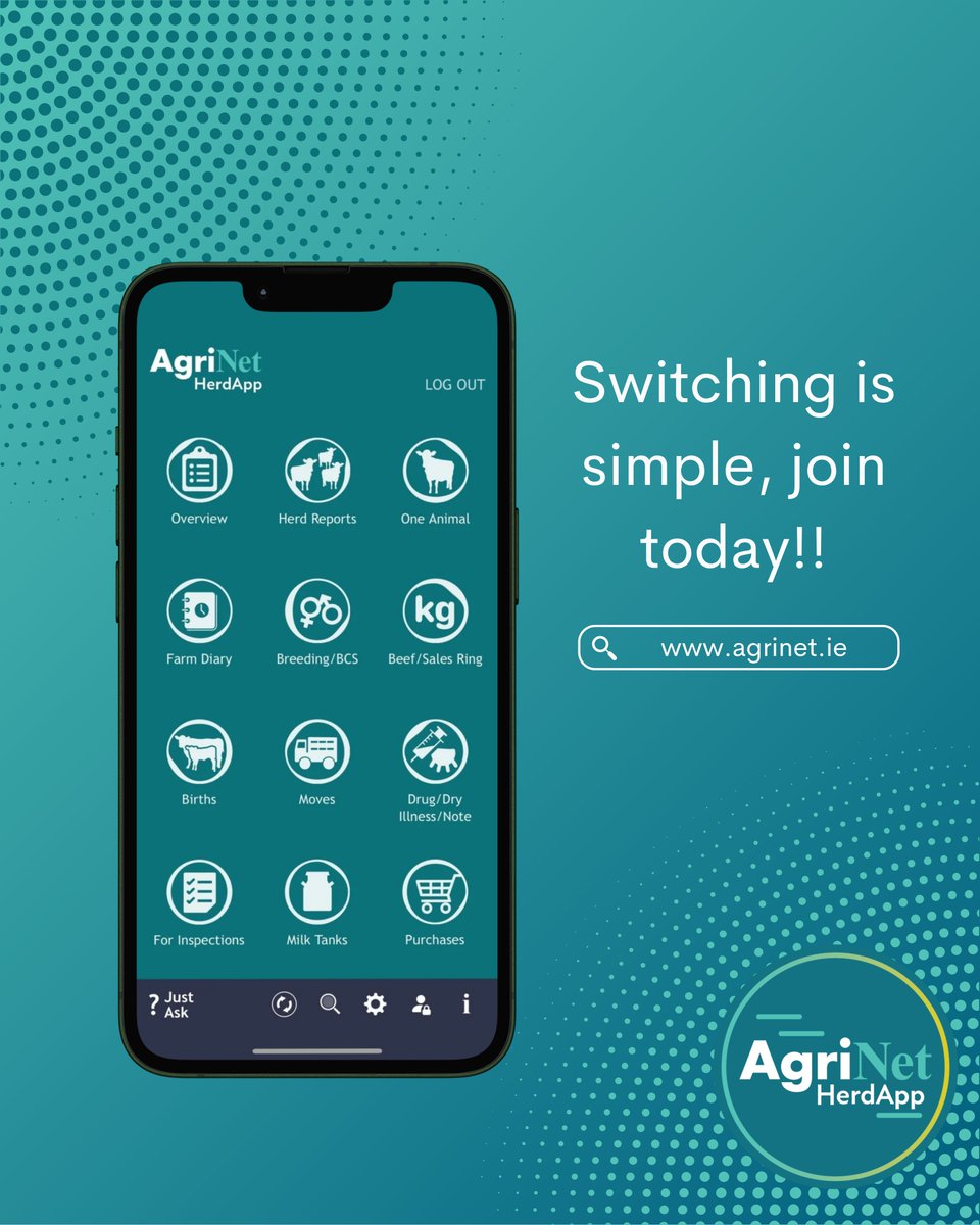 Switch to AgriNet HerdApp today and see how we can support your farming journey! 👍 Since 1994, AgriNet HerdApp has been a trusted, user-friendly software for Irish farmers. Download now to start your FREE 30-Day Trial! 🐮