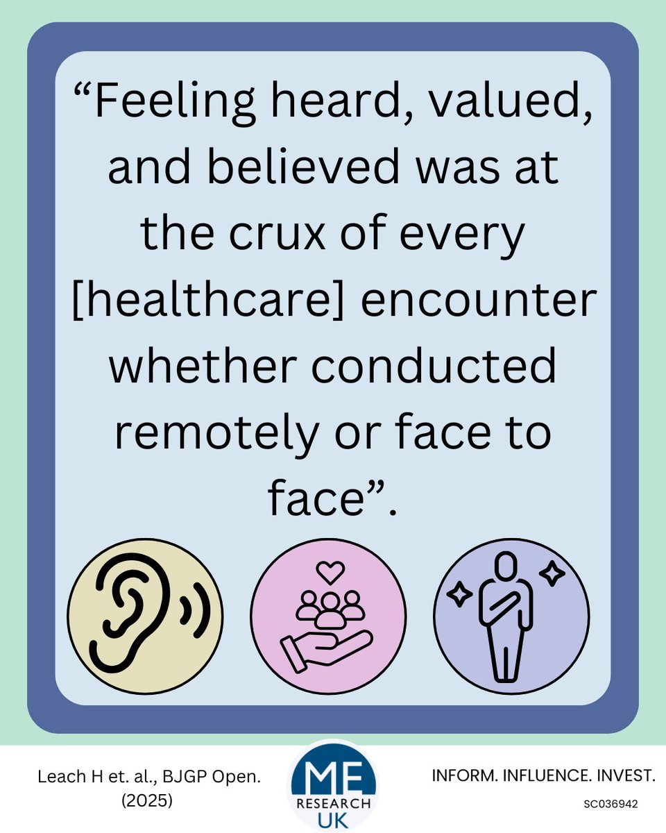 A study has highlighted the importance of “feeling heard, valued, and believed” by health professionals – whether consultations are conducted remotely or in person.

Read more: tinyurl.com/4m8fx9ks 

#MECFS #MyalgicEncephalomyelitis