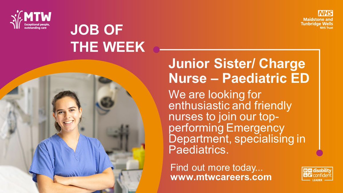 Job of the week!

We are seeking compassionate and motivated nurses to join our dynamic team at Maidstone. 
If you are committed to delivering excellent paediatric emergency care, we encourage you to apply: buff.ly/nGHQ3RX