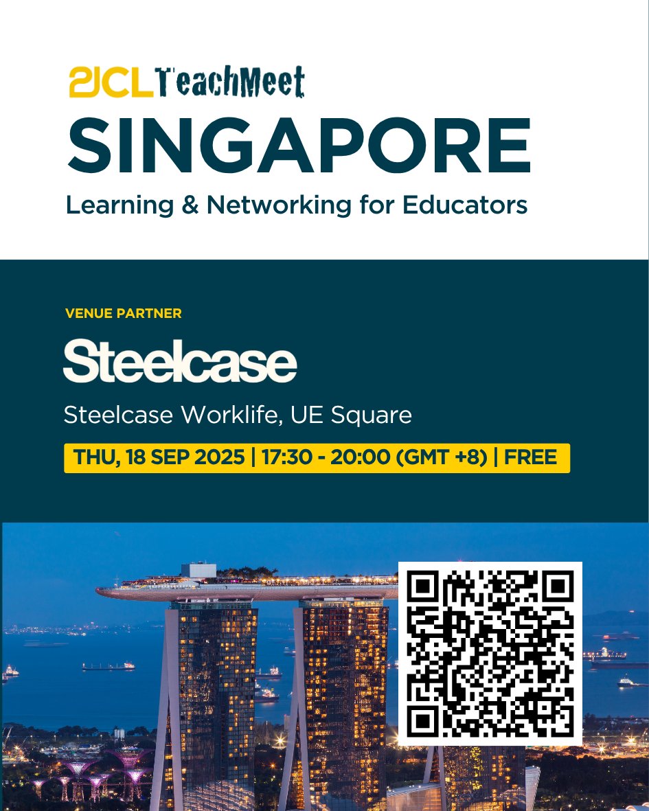 #21CL #TeachMeet #Singapore

It's been too long, Singapore 🇸🇬 Meet your fellow educators in Singapore at the start of the new school year in September!

👉  RSVP now: zurl.co/N2y0T 

Gather 'round for an evening of #learning and #connection, at Steelcase Worklife