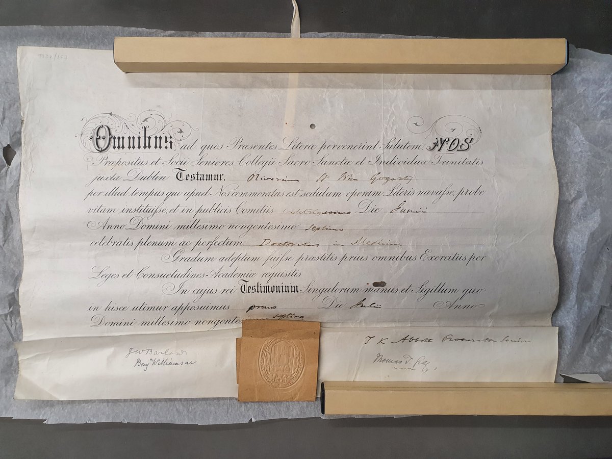 TCD Research Collections (@tcdresearchcoll) on Twitter photo "... from all he heard that Dr Mulligan was a versatile allround man, by no means confined to medicine only ..." Ulysses' Buck Mulligan was modelled on Oliver St John Gogarty, poet and medical doctor (Trinity alumnus). His degree certs are in <a href="/tcdlibrary/">The Library of Trinity College Dublin</a> "... from all he heard that Dr Mulligan was a versatile allround man, by no means confined to medicine only ..." Ulysses' Buck Mulligan was modelled on Oliver St John Gogarty, poet and medical doctor (Trinity alumnus). His degree certs are in <a href="/tcdlibrary/">The Library of Trinity College Dublin</a>