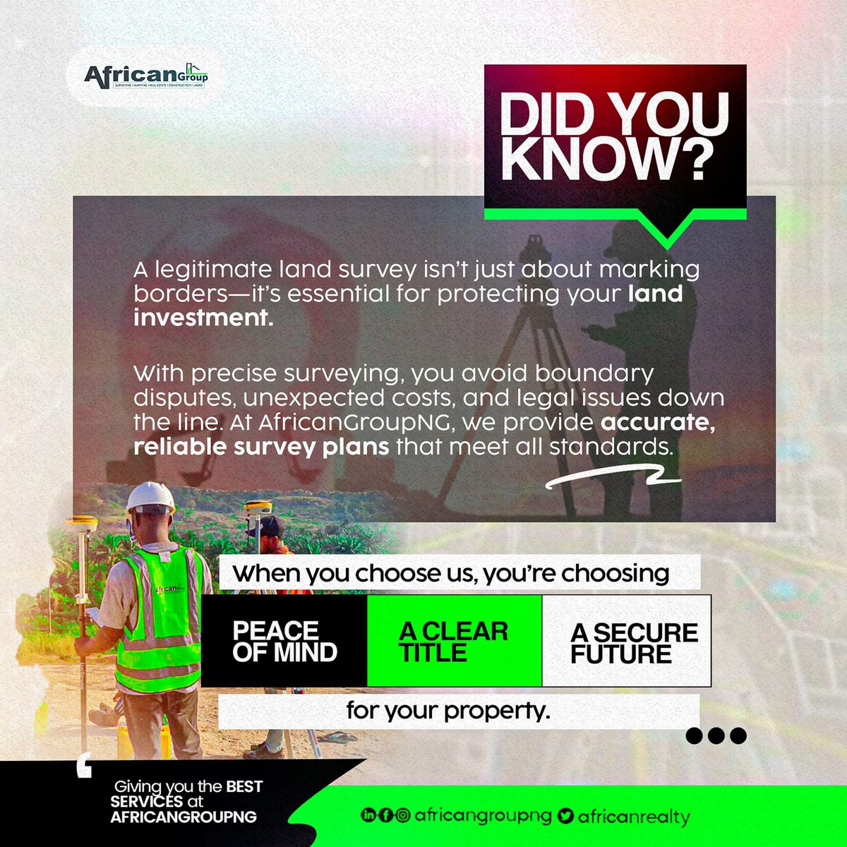 abegunrin_j's tweet photo. Money Kept is money lost. Money invested is money Multiplied.

@africangroupng 
#Surveying #RealEstate  #SmartInvesting https://t.co/iFTVOlQaG8
