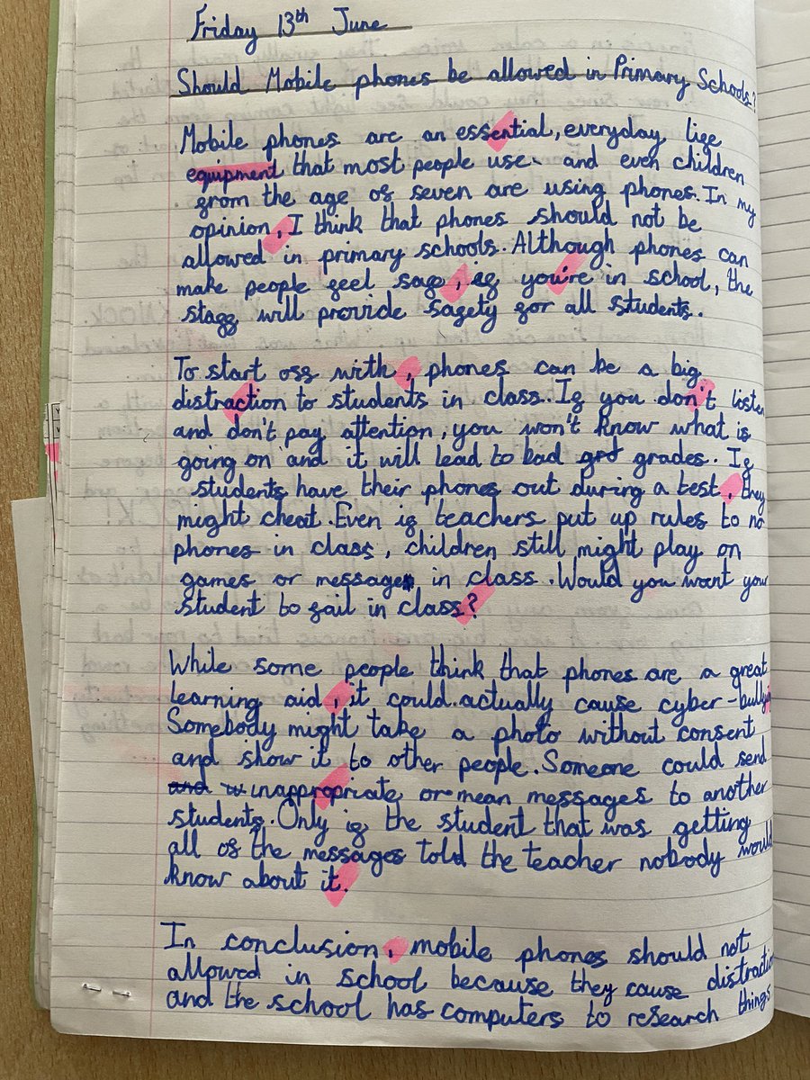 Last week Year 6 were discussing whether mobile phones should be allowed in primary schools. We worked together to create an argument for a debate and then wrote our own arguments for or against phones in primary school. #RCPEnglish