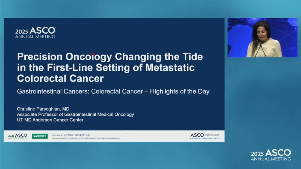 Dr. Christine Parseghian discusses important #CRC research presented at #ASCO25, focusing on studies that are using precision #oncology to drive change in the first-line metastatic setting, such as BREAKWATER.

Watch the full video 👉 buff.ly/7GLkSl6

#OncTwitter