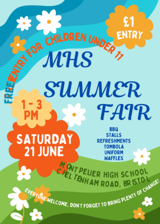 The weather is looking promising for this weekend's Summer Fair. Please come along and support the Friends of MHS to raise funds - 1pm to 3pm, Sat 21 June. £1 entry, free for under 11s - remember to bring plenty of change! 🪙🪙🪙<a href="/EducationEACT/">E-ACT</a> <a href="/BristolEdu/">Linda Tanner</a>