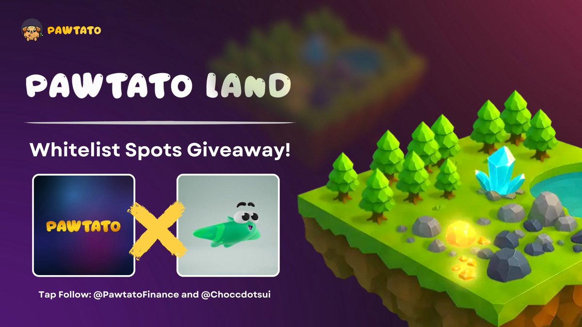 chocolate_xo3's tweet photo. Pawtato Land WL giveaway!! 🎉

I’ll be giving out 20WL Spots!

How to enter:

✅Follow @PawtatoFinance and @Choccdotsui

✅Like &amp; retweet 

✅comment your sui wallet address 

Ends in 24 hours! https://t.co/yXISdvnGBq