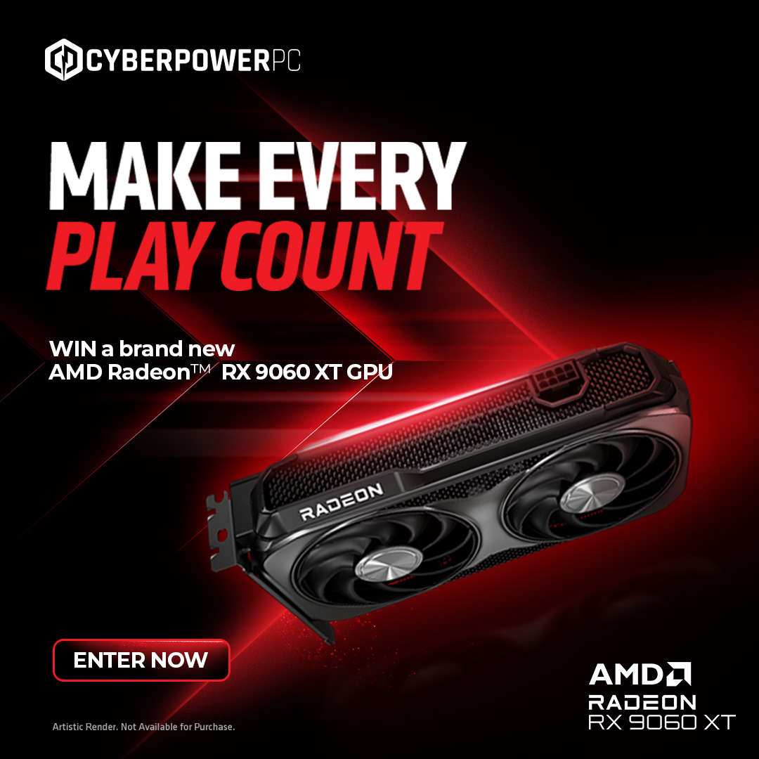 CyberPowerPC_UK's tweet photo. 🚨Time is ticking to win the @AMD Radeon RX 9060 XT GPU! 🚨

This powerhouse GPU delivers incredible 1440p gaming performance, and one lucky winner will get it absolutely FREE. Have you entered yet? 👀

👉 Enter now before it’s gone: https://t.co/Cm3z6txJPn

Want to know what makes the RX 9060 XT such a beast? Our detailed blog breaks down the specs, performance, and why it’s the perfect match for CyberPowerPC’s systems.

📖 Read the full blog here: https://t.co/sP9gbVuMFU

UK Only – Competition closes on 26th June.

#CyberPowerPCUK #RX9060XT #AMDRadeon #GPUgiveaway #GamingPC #PrebuiltPC #1440pGaming #PCGaming