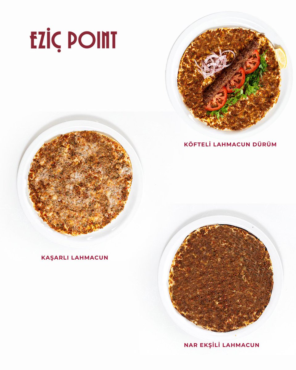 Lahmacunlarımızın boyu değişti ama lezzeti hiç değişmedi! 

Eziç point’in enfes lahmacunu şimdi yeni formunda her zamanki lezzetiyle sizi bekliyor!

Üstelik klasik Lahmacun seçeceğinin yanı sıra yeni Lahmacun seçenekleri de artık menümüzde!