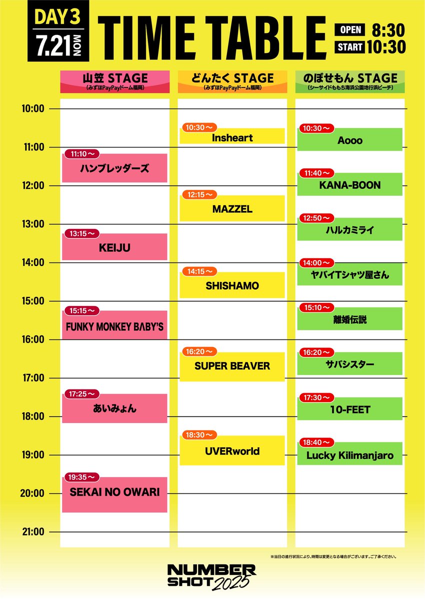 T T 解 禁 ！】 2025年7月21日(月) 「NUMBER SHOT 2025」 @ 福岡PayPay