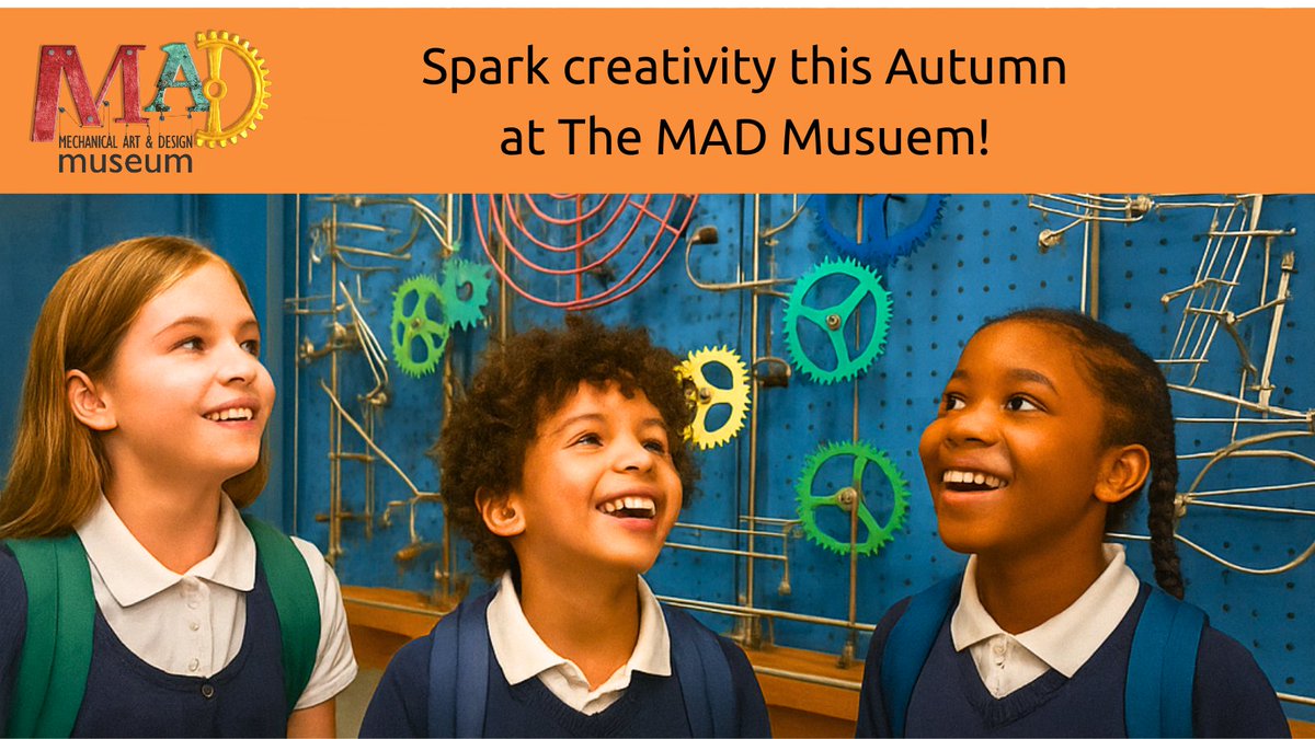Teachers – now’s the time to plan your autumn trip.
Located in the centre of Stratford-upon-Avon, <a href="/theMADmuseum/">The MAD Museum</a> offers a unique mix of mechanical art, engineering and hands-on STEM learning – ideal for curious minds of all ages.
#stemeducation 
bit.ly/3ZxDGm9