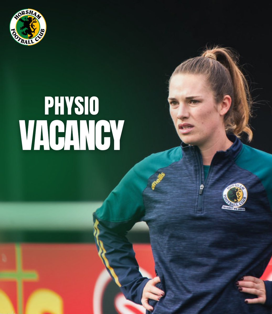Horsham FC Women are on the lookout for a Sports Physio to join our team! 

Are you passionate about player welfare, injury prevention, and pitch-side support? Send your CV and any supporting material to womens@horshamfc.co.uk by Friday 27th June 📨

#HorshamFC 💛💚