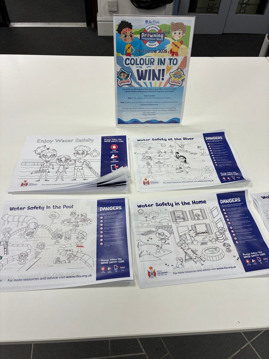 Les Quennevais SC (@lqsportscentre) on Twitter photo Colour In To Win this #DrowningPreventionweek! 🎨
The @rlssuk are offering the little ones in your life a chance to WIN a limited-edition 'Drowning Prevention Superstar' pin badge! 🌟
Pick up one of our free colouring & activity sheets, available on <a href="/LQSportsCentre/">Les Quennevais SC</a> Reception Colour In To Win this #DrowningPreventionweek! 🎨
The @rlssuk are offering the little ones in your life a chance to WIN a limited-edition 'Drowning Prevention Superstar' pin badge! 🌟
Pick up one of our free colouring & activity sheets, available on <a href="/LQSportsCentre/">Les Quennevais SC</a> Reception