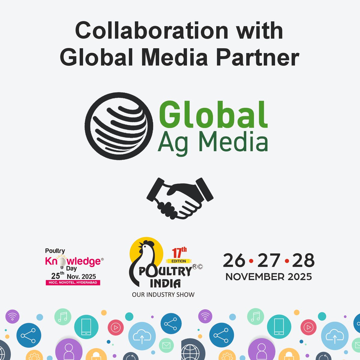 PoultryIndia15's tweet photo. We’re happy to share that Global Ag Media is now our official Global Media Partner for Poultry India 2025!
This collaboration will help us connect the Indian poultry industry with global trends, updates, and insights.
#PoultryIndiaExpo2025 #GlobalAgMedia #IPEMA #PoultryIndia https://t.co/VB4hZf3kFR
