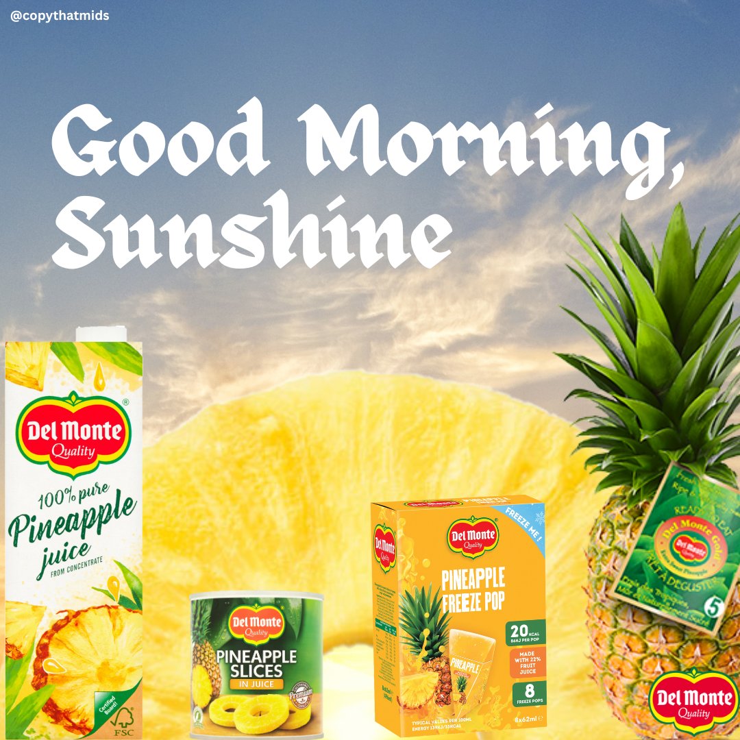 One Minute Brief of the Day:
Create posters to advertise #PINEAPPLES 🍍 @oneminutebriefs @delmonte