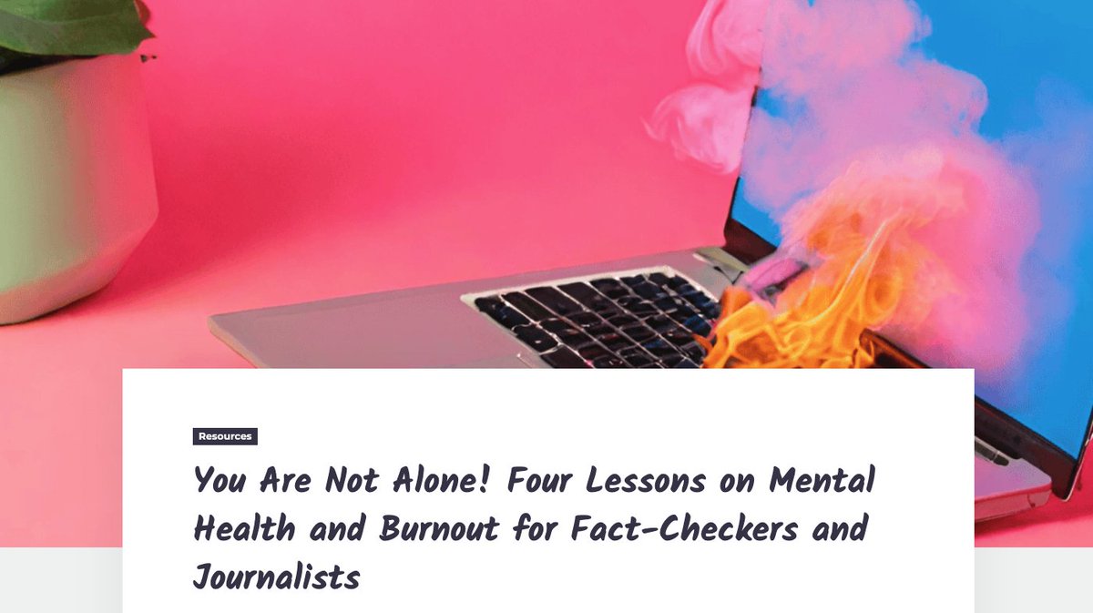 Fact-checking managers worldwide face similar mental health challenges, from burnout to harassment to remote team stress.
🧠 In our Mental Health Leadership for Fact-Checkers program, we learned how small actions can build safer newsrooms.

 👇 Read more:
 theselfinvestigation.com/lessons-on-bur…