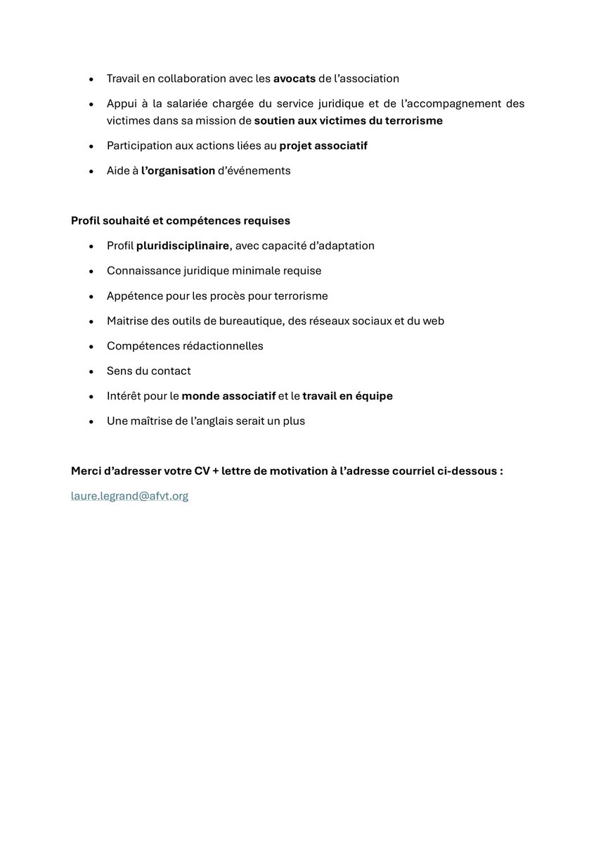 Recherche de stagiaire :