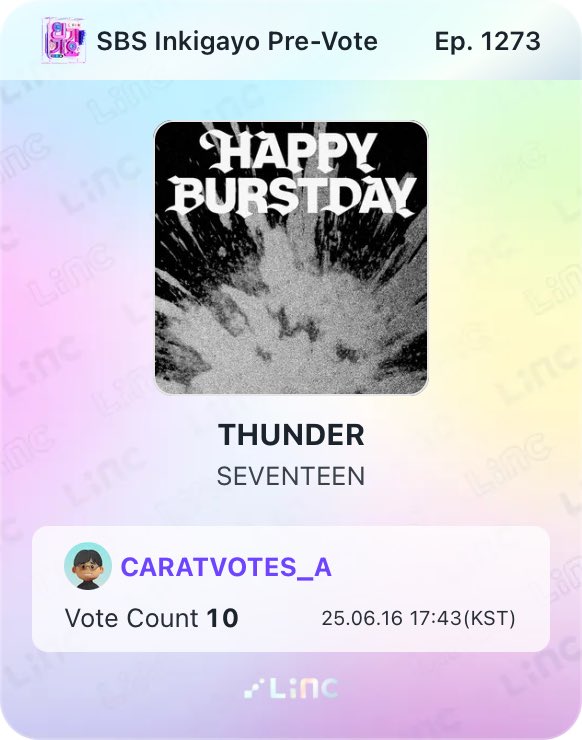 [INKIGAYO PRE-VOTING WEEK 4]

Current rank — #1 🔥 
🔗linc.onelink.me/31TL/sbsboard1 

✔️ 10 vote per acc per day
✔️ 1 vote = 30P, Max = 300P
✔️ Multiple account allows
✔️ ~ 6/20 FRI 23:59 (KST)
✔️ LiNC app

#세븐틴 #セブチ #SEVENTEEN