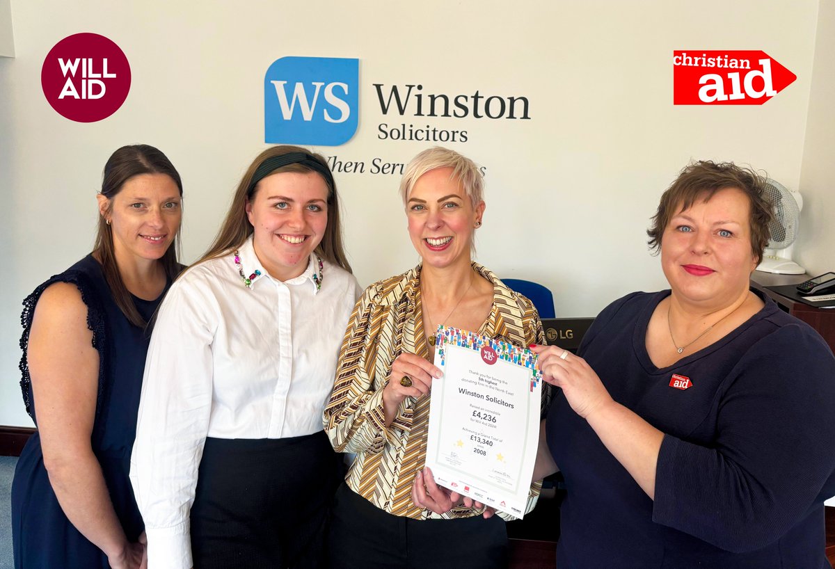 📃🖊️We were thrilled to take part in <a href="/Will_Aid/">Will Aid</a>, raising £4,236 for charities like <a href="/christianaid/">christianaid</a>.

🩵It was fantastic to meet Sarah Jane Meyers from #ChristianAid, who came to thank us for our involvement in the scheme.

👉Learn more &gt; shorturl.at/KuHC4

#WinstonSolicitors