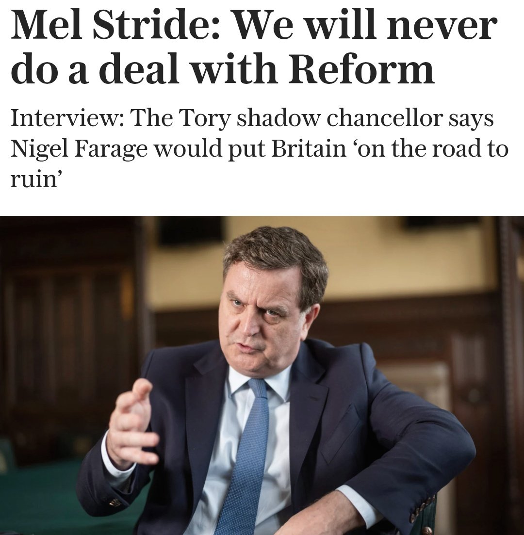 The @conservatives will never do a deal with Reform.

Farage's "Fantasy Economics" would put the UK on the road to ruin.

I spoke to the @telegraph 👇🏻

telegraph.co.uk/business/2025/…
