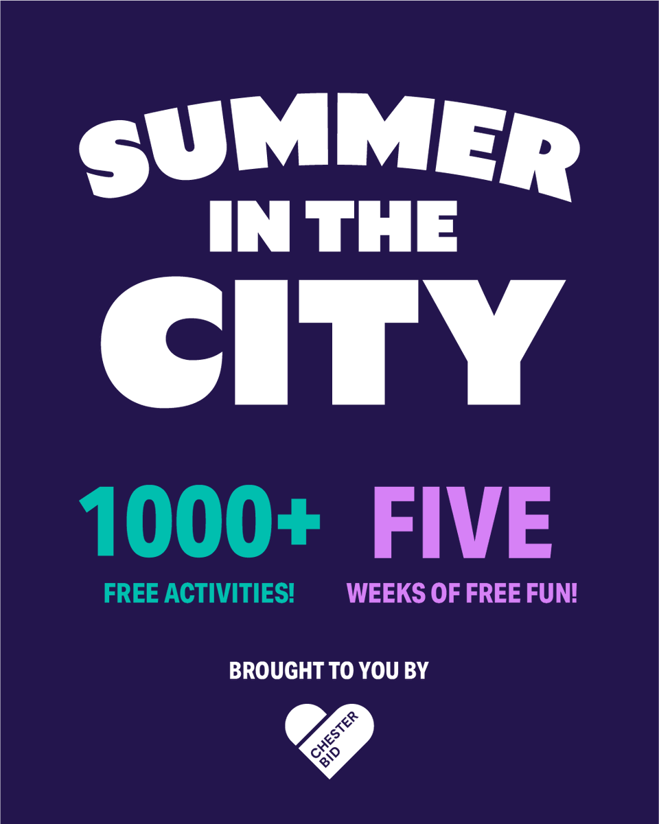 ChesterBID's tweet image. Get ready for FIVE weeks of FREE family friendly fun – with over 1,000 free tickets waiting to be claimed.
First come, first serve basis - limited tickets available.
Sign up to our newsletter to be notified when tickets go live! 👉 bit.ly/CB-SummerInThe…
#Chester #Summer