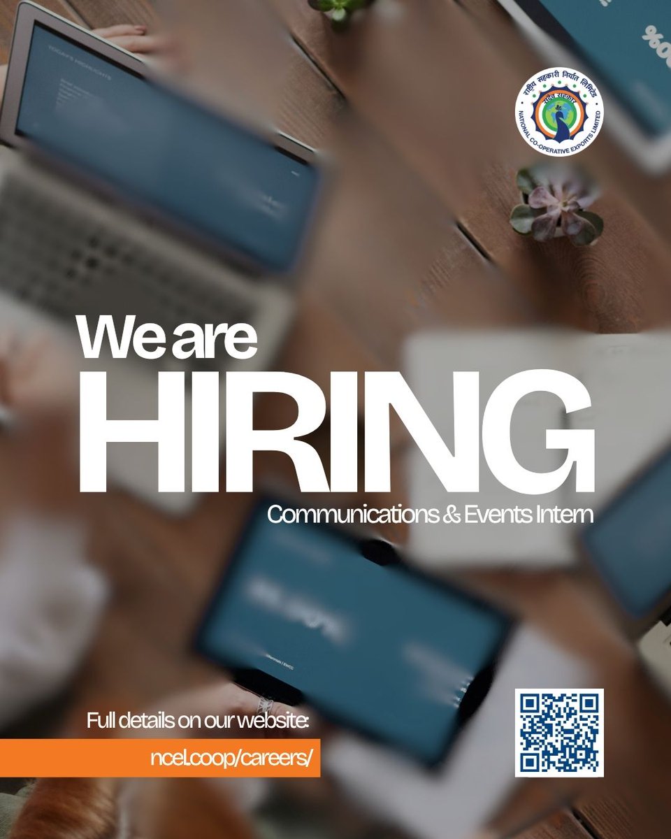 We are #hiring a Communications &amp; Events Intern to work on implementing our International Year of Cooperatives initiatives! Apply using this link forms.gle/DpJEtezWWGfTkN… or scan the QR code

<a href="/MinOfCooperatn/">Ministry of Cooperation, Government of India</a> <a href="/ncct_institutes/">National Council for Cooperative Training</a> <a href="/ncuicoop/">NCUI</a> <a href="/ncol_india/">National Cooperative Organics Limited</a> <a href="/bharatiyabeej/">Bharatiya Beej Sahakari Samiti Limited (BBSSL)</a> <a href="/CBC_Chandigarh/">Central Bureau of Communication, Chandigarh</a>