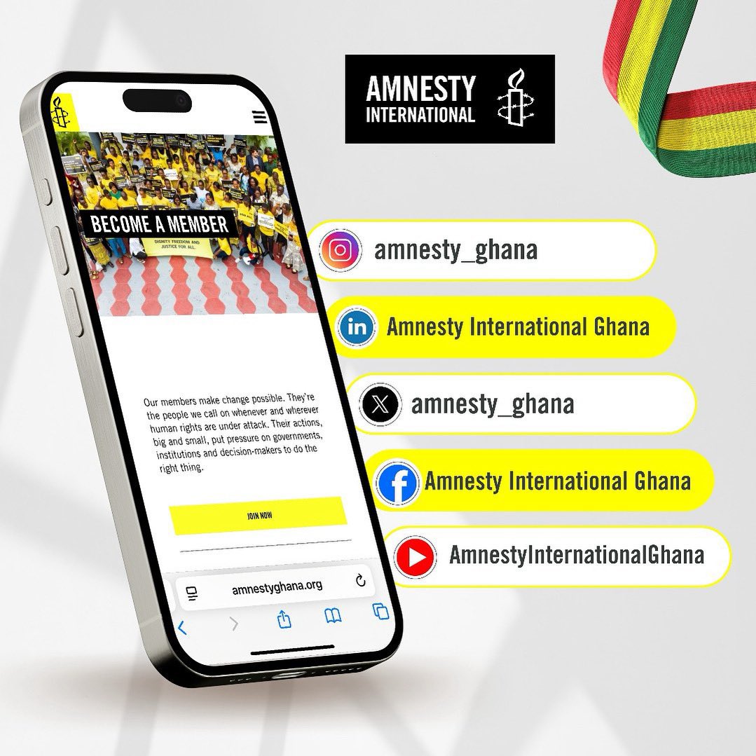 amnestyghana's tweet photo. Hey!!

Are you interested in the works of Amnesty International in Ghana.

Then follow us for updates on our areas of work from Human Rights Education, Campaigns and advocacy, Growth and mobilization as well as our updates on youth work across Ghana.

#FollowAIG
#AmnestyGhana https://t.co/ldyCNM7EhG