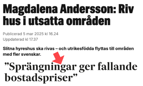 A (blandning) kommer – ofelbart – att leda till B (kaoz). Och om tio år kommer Socialdemokraterna ånyo att erkänna C: "Vi har varit naiva." svd.se/a/73zbV3/spran…