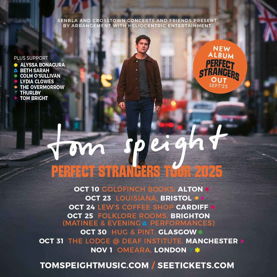 Buzzing to announce my amazing Avengers/support acts for the ‘Perfect Strangers’ Album TOUR!!! Tickets are selling fast!! 

Click here for tickets : 
tspeight.ffm.to/tomspeight

These dates will sell out, so please don’t wait! Can’t wait to see you all on the road. Love 🧡 x