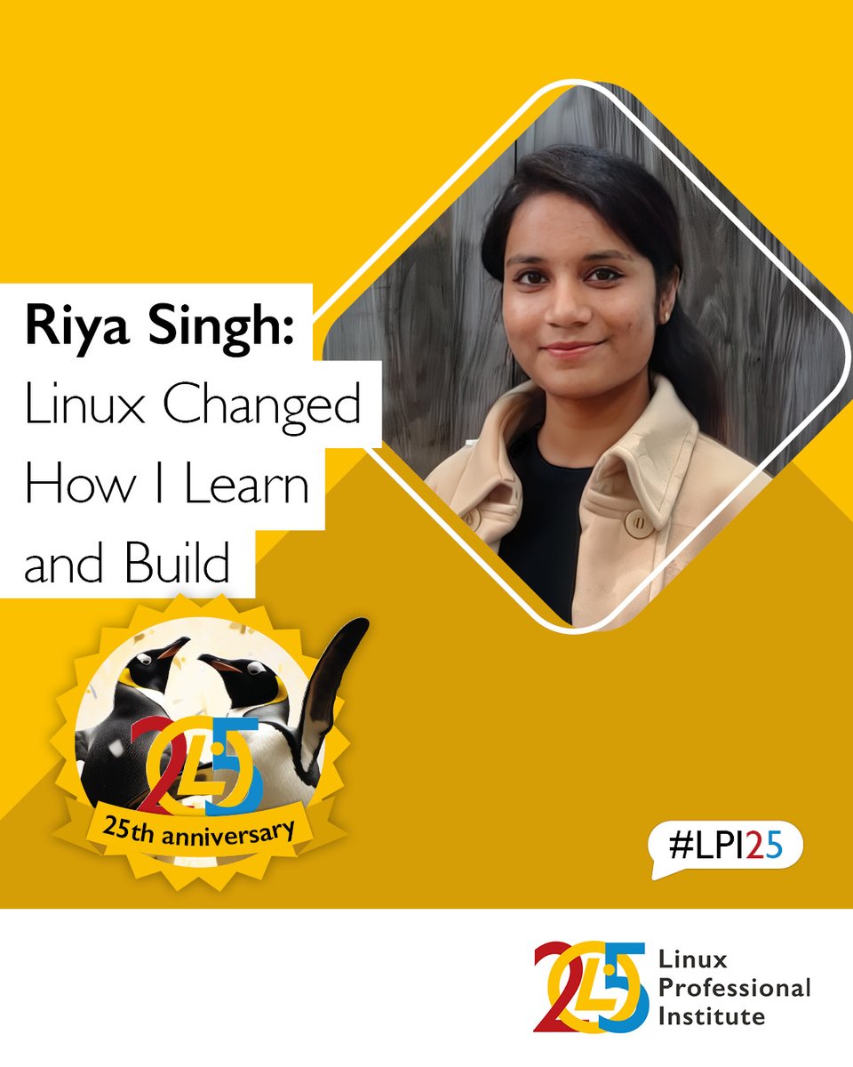 Linux Professional Institute Europe (@lpieurope) on Twitter photo “Linux is not just an OS—it’s a mindset!”
From building #AI solutions to managing cloud infrastructures & contributing to #opensource, #Linux is a core skill Riya Singh hones daily, powering her success in #IT.
👉 Dive into her story: lpi.org/9fua
<a href="/LPIConnect/">Linux Professional Institute (LPI)</a> #LPI “Linux is not just an OS—it’s a mindset!”
From building #AI solutions to managing cloud infrastructures & contributing to #opensource, #Linux is a core skill Riya Singh hones daily, powering her success in #IT.
👉 Dive into her story: lpi.org/9fua
<a href="/LPIConnect/">Linux Professional Institute (LPI)</a> #LPI
