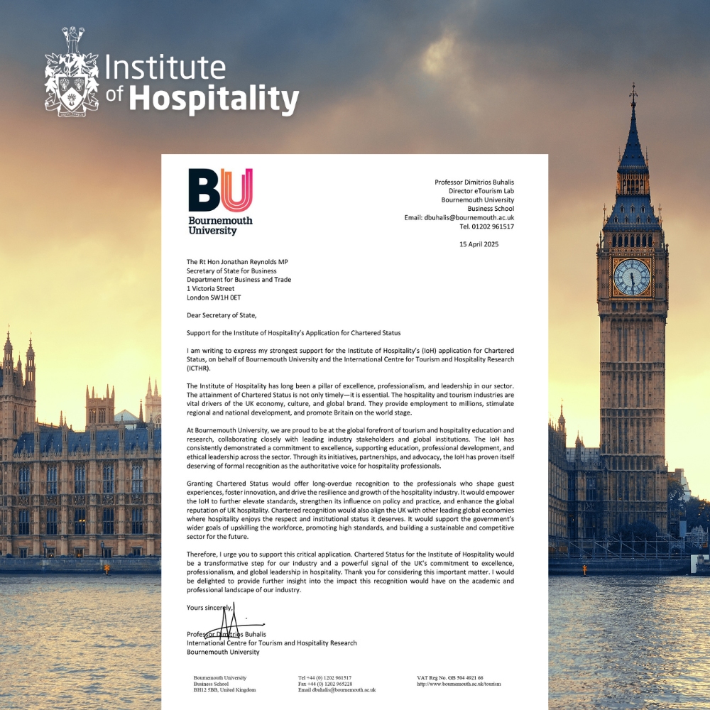 Institute of Hospitality (@ioh_online) on Twitter photo Thank you to <a href="/bournemouthuni/">Bournemouth Uni</a> for supporting our application for Chartered Status by sending a letter to the UK government's Secretary of State for Business and Trade.
We are incredibly grateful for your support.
#CharteredStatus #HospitalityFamily #SupportForChange Thank you to <a href="/bournemouthuni/">Bournemouth Uni</a> for supporting our application for Chartered Status by sending a letter to the UK government's Secretary of State for Business and Trade.
We are incredibly grateful for your support.
#CharteredStatus #HospitalityFamily #SupportForChange