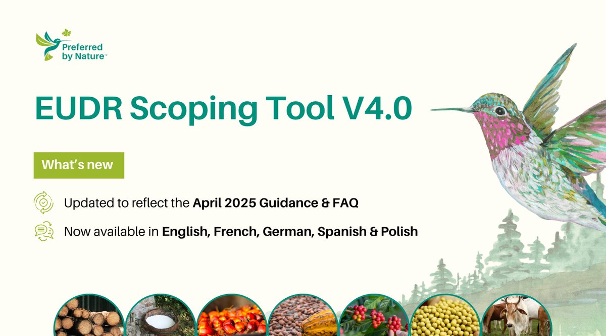 #JustReleased: Updated version of our free #EUDR Scoping Tool, designed to reflect the latest guidance from April 2025. Plus, it’s now available in #Polish — alongside English, #Spanish, #German and #French.

Try it today 👉survey.alchemer.com/s3/7864734/EUD…